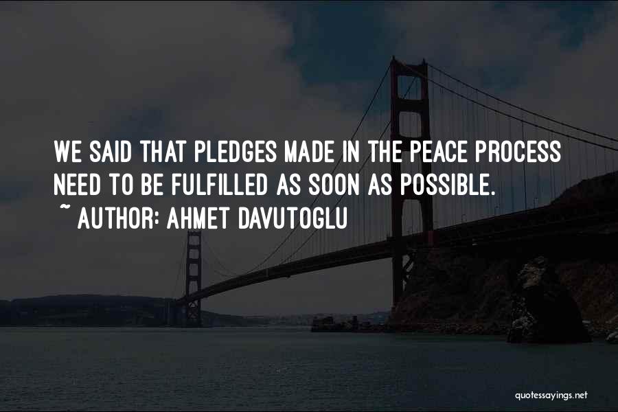 Ahmet Davutoglu Quotes: We Said That Pledges Made In The Peace Process Need To Be Fulfilled As Soon As Possible.