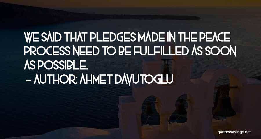 Ahmet Davutoglu Quotes: We Said That Pledges Made In The Peace Process Need To Be Fulfilled As Soon As Possible.