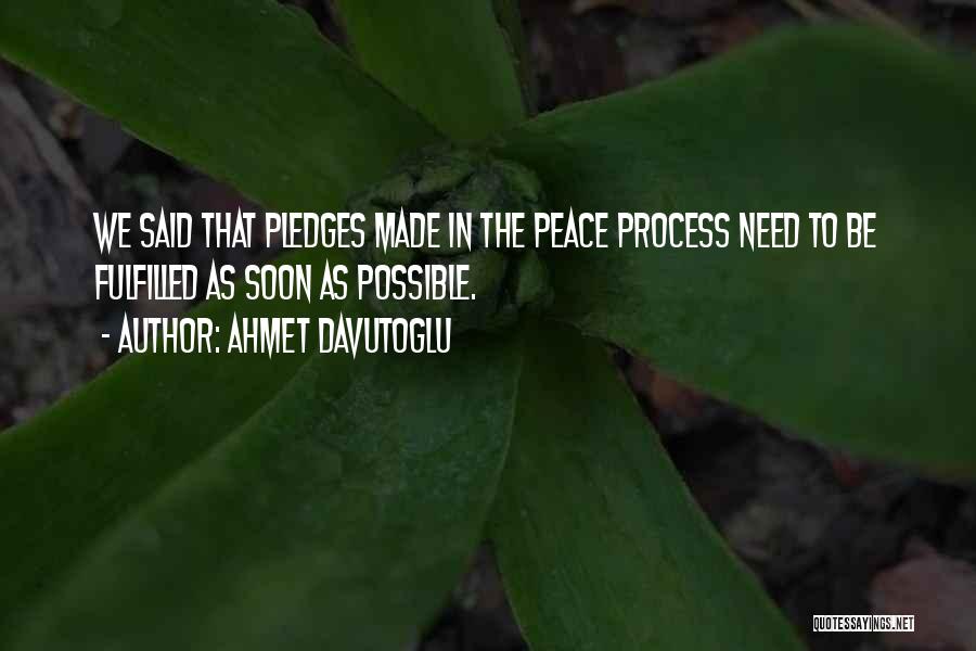 Ahmet Davutoglu Quotes: We Said That Pledges Made In The Peace Process Need To Be Fulfilled As Soon As Possible.
