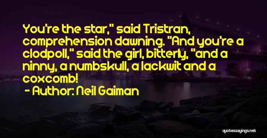 Neil Gaiman Quotes: You're The Star, Said Tristran, Comprehension Dawning. And You're A Clodpoll, Said The Girl, Bitterly, And A Ninny, A Numbskull,
