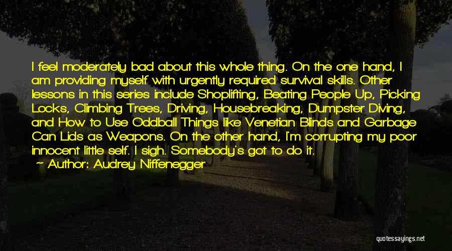 Audrey Niffenegger Quotes: I Feel Moderately Bad About This Whole Thing. On The One Hand, I Am Providing Myself With Urgently Required Survival