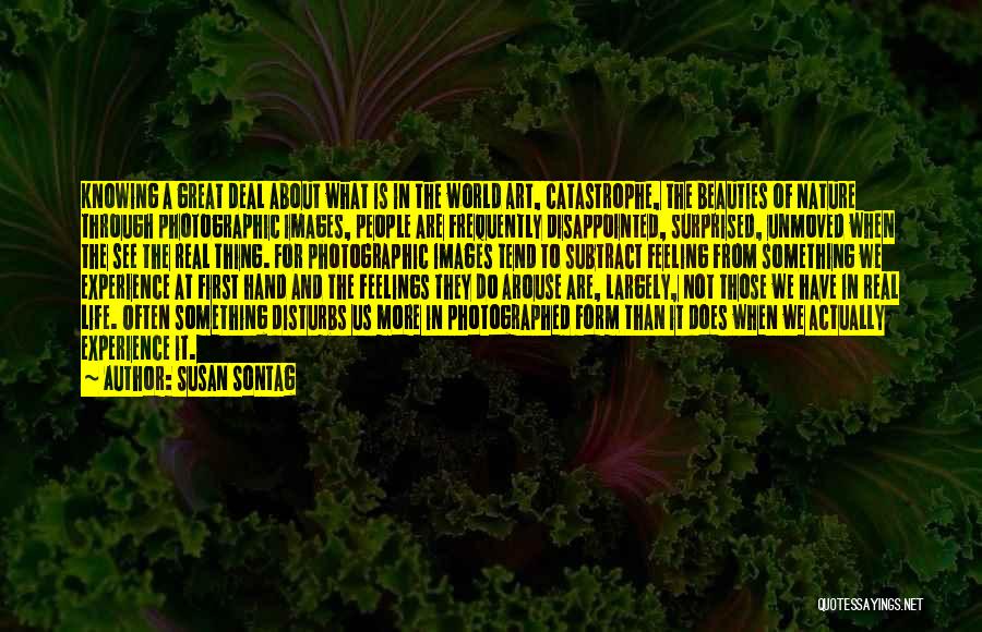 Susan Sontag Quotes: Knowing A Great Deal About What Is In The World Art, Catastrophe, The Beauties Of Nature Through Photographic Images, People