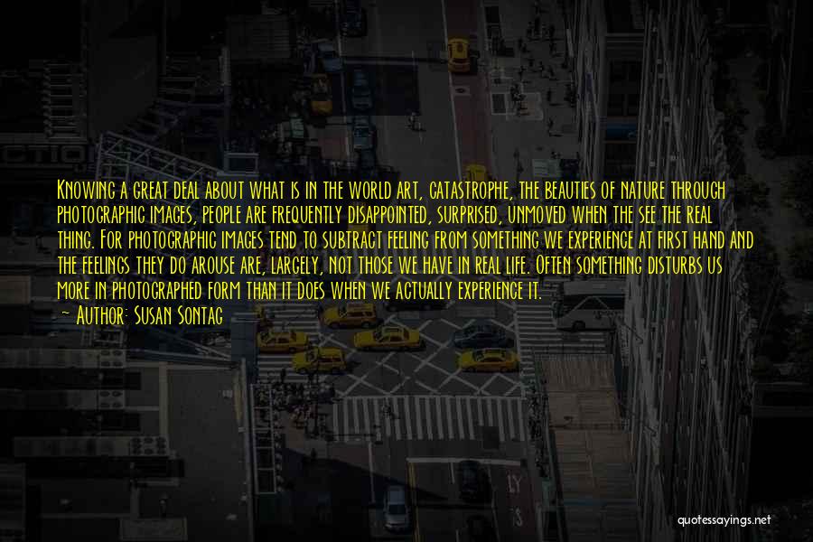 Susan Sontag Quotes: Knowing A Great Deal About What Is In The World Art, Catastrophe, The Beauties Of Nature Through Photographic Images, People