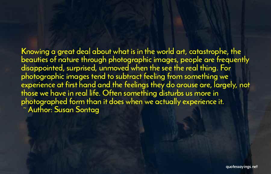 Susan Sontag Quotes: Knowing A Great Deal About What Is In The World Art, Catastrophe, The Beauties Of Nature Through Photographic Images, People