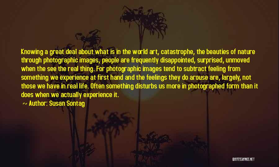 Susan Sontag Quotes: Knowing A Great Deal About What Is In The World Art, Catastrophe, The Beauties Of Nature Through Photographic Images, People