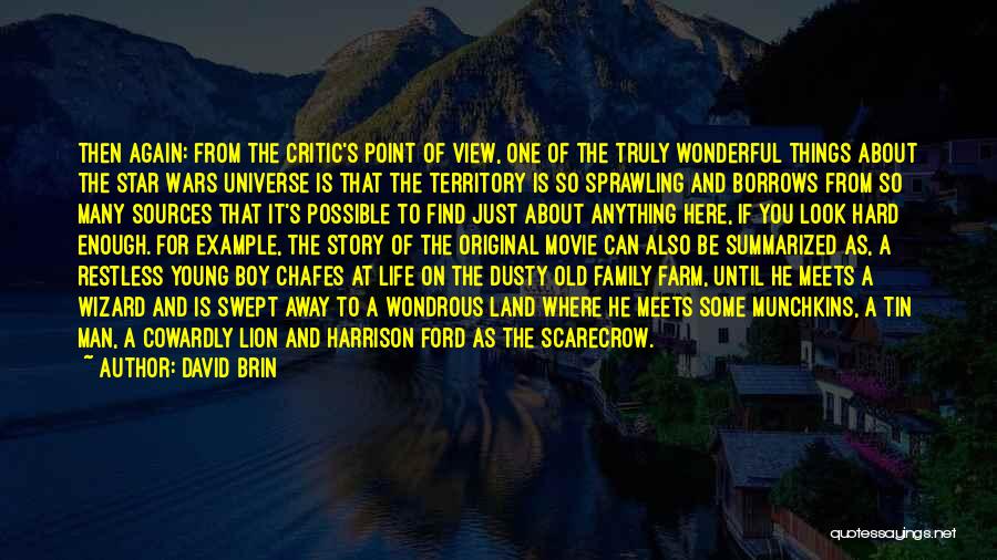 David Brin Quotes: Then Again: From The Critic's Point Of View, One Of The Truly Wonderful Things About The Star Wars Universe Is