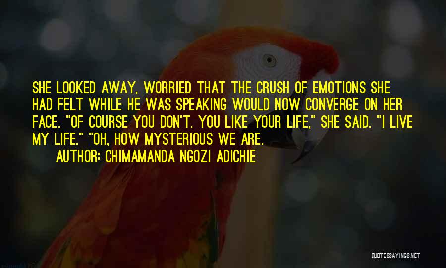 Chimamanda Ngozi Adichie Quotes: She Looked Away, Worried That The Crush Of Emotions She Had Felt While He Was Speaking Would Now Converge On