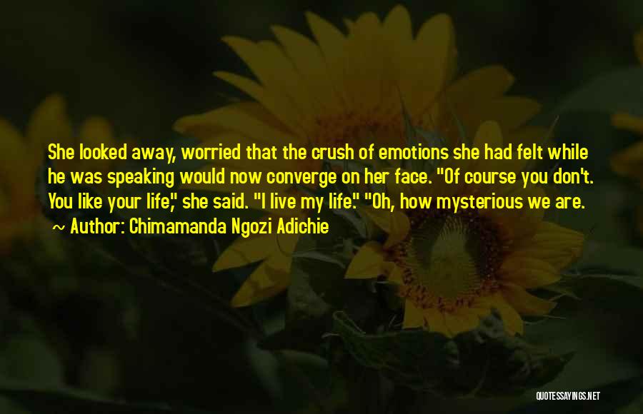 Chimamanda Ngozi Adichie Quotes: She Looked Away, Worried That The Crush Of Emotions She Had Felt While He Was Speaking Would Now Converge On