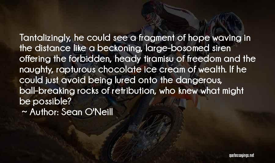 Sean O'Neill Quotes: Tantalizingly, He Could See A Fragment Of Hope Waving In The Distance Like A Beckoning, Large-bosomed Siren Offering The Forbidden,