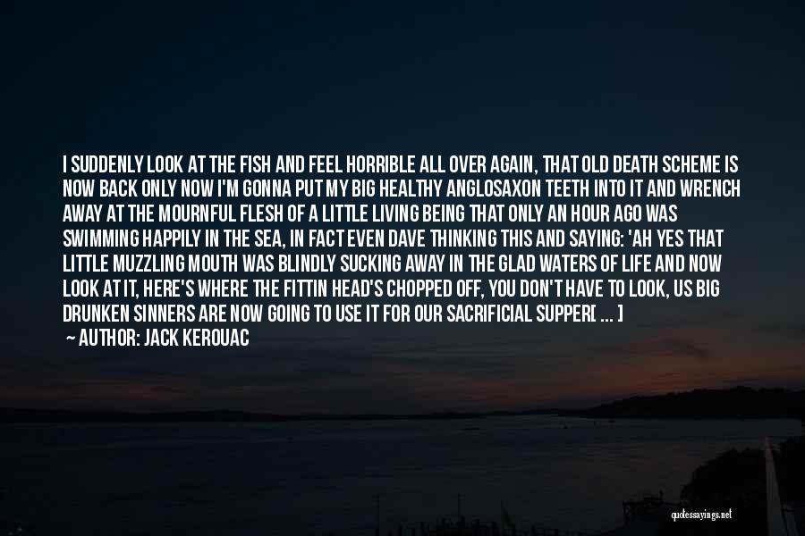 Jack Kerouac Quotes: I Suddenly Look At The Fish And Feel Horrible All Over Again, That Old Death Scheme Is Now Back Only