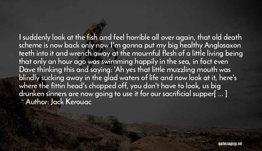 Jack Kerouac Quotes: I Suddenly Look At The Fish And Feel Horrible All Over Again, That Old Death Scheme Is Now Back Only