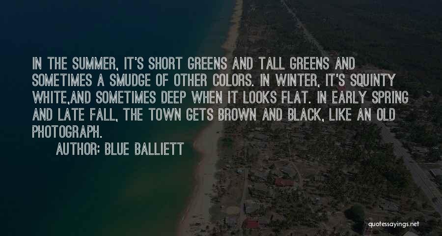 Blue Balliett Quotes: In The Summer, It's Short Greens And Tall Greens And Sometimes A Smudge Of Other Colors. In Winter, It's Squinty