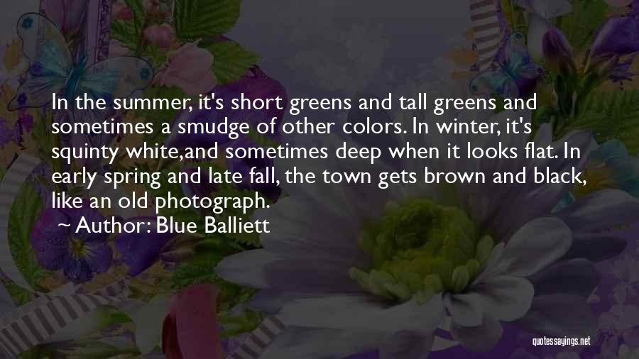 Blue Balliett Quotes: In The Summer, It's Short Greens And Tall Greens And Sometimes A Smudge Of Other Colors. In Winter, It's Squinty