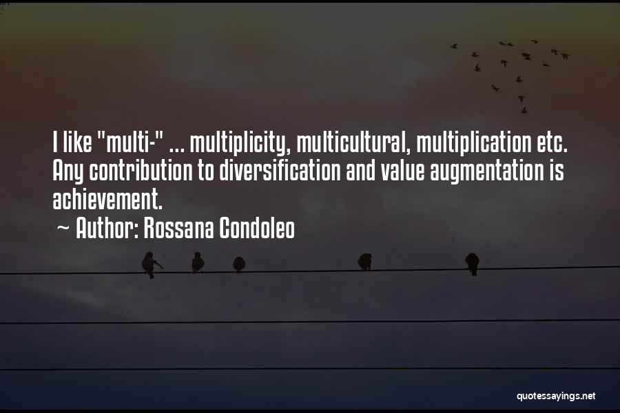 Rossana Condoleo Quotes: I Like Multi- ... Multiplicity, Multicultural, Multiplication Etc. Any Contribution To Diversification And Value Augmentation Is Achievement.