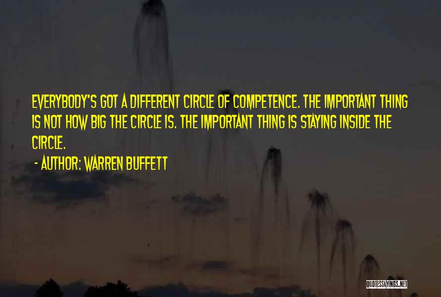Warren Buffett Quotes: Everybody's Got A Different Circle Of Competence. The Important Thing Is Not How Big The Circle Is. The Important Thing