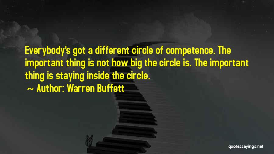 Warren Buffett Quotes: Everybody's Got A Different Circle Of Competence. The Important Thing Is Not How Big The Circle Is. The Important Thing
