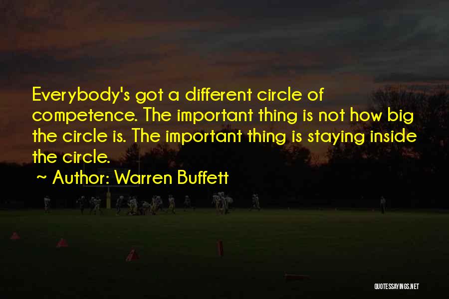Warren Buffett Quotes: Everybody's Got A Different Circle Of Competence. The Important Thing Is Not How Big The Circle Is. The Important Thing