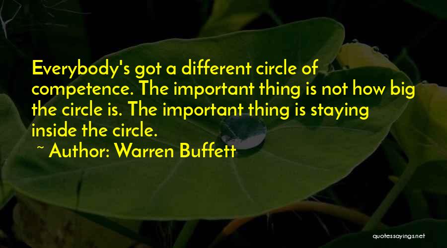 Warren Buffett Quotes: Everybody's Got A Different Circle Of Competence. The Important Thing Is Not How Big The Circle Is. The Important Thing