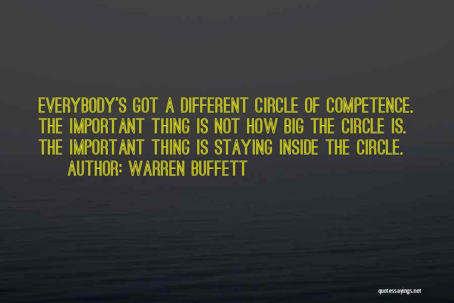 Warren Buffett Quotes: Everybody's Got A Different Circle Of Competence. The Important Thing Is Not How Big The Circle Is. The Important Thing