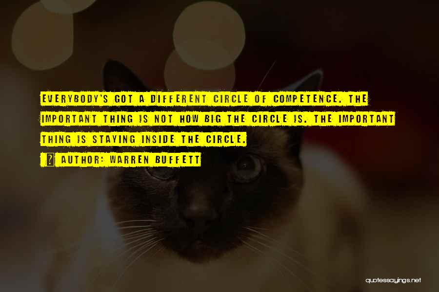 Warren Buffett Quotes: Everybody's Got A Different Circle Of Competence. The Important Thing Is Not How Big The Circle Is. The Important Thing
