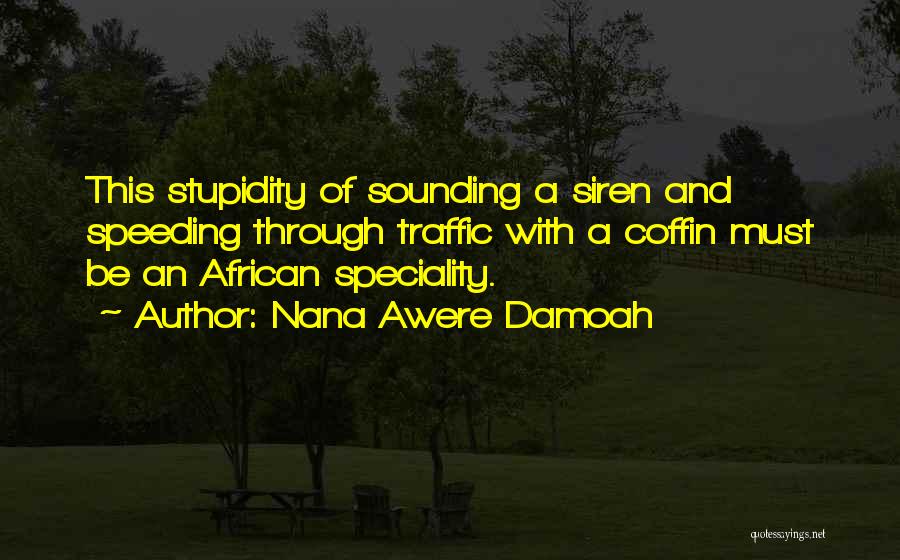 Nana Awere Damoah Quotes: This Stupidity Of Sounding A Siren And Speeding Through Traffic With A Coffin Must Be An African Speciality.