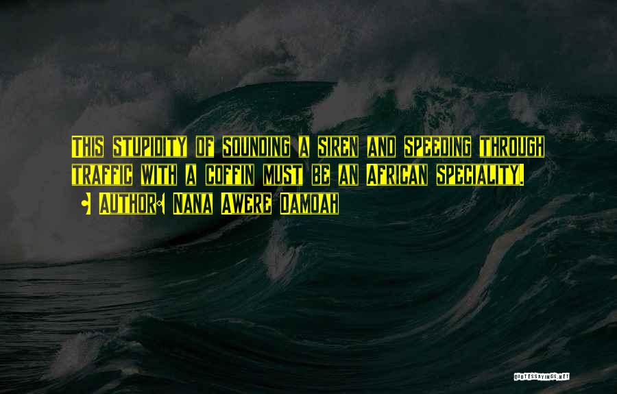 Nana Awere Damoah Quotes: This Stupidity Of Sounding A Siren And Speeding Through Traffic With A Coffin Must Be An African Speciality.