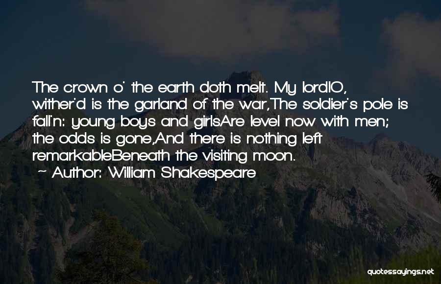 William Shakespeare Quotes: The Crown O' The Earth Doth Melt. My Lord!o, Wither'd Is The Garland Of The War,the Soldier's Pole Is Fall'n: