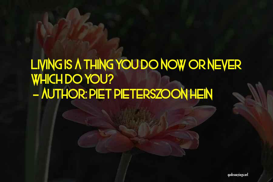 Piet Pieterszoon Hein Quotes: Living Is A Thing You Do Now Or Never Which Do You?