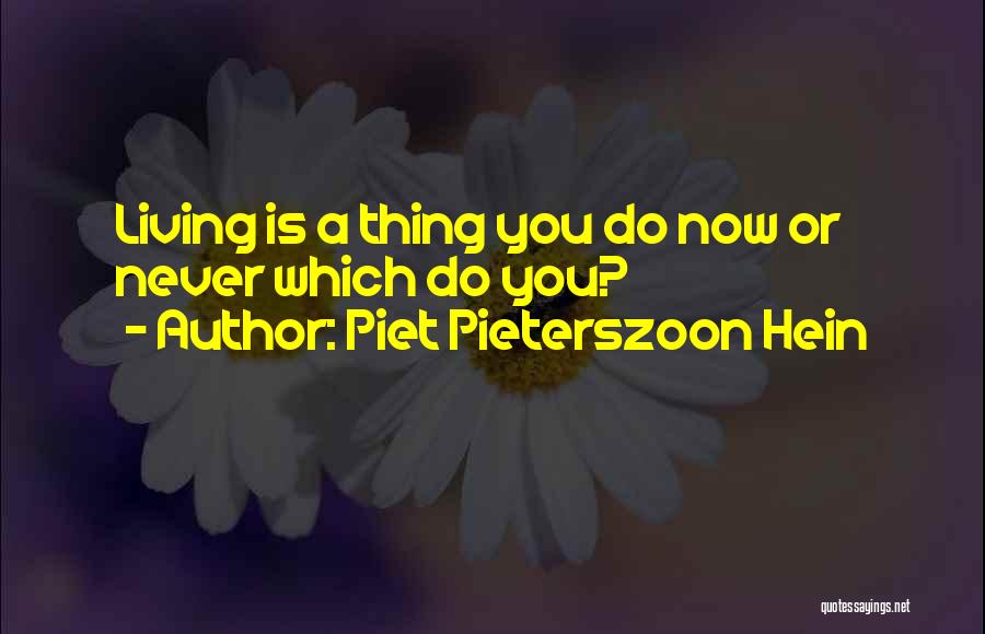 Piet Pieterszoon Hein Quotes: Living Is A Thing You Do Now Or Never Which Do You?