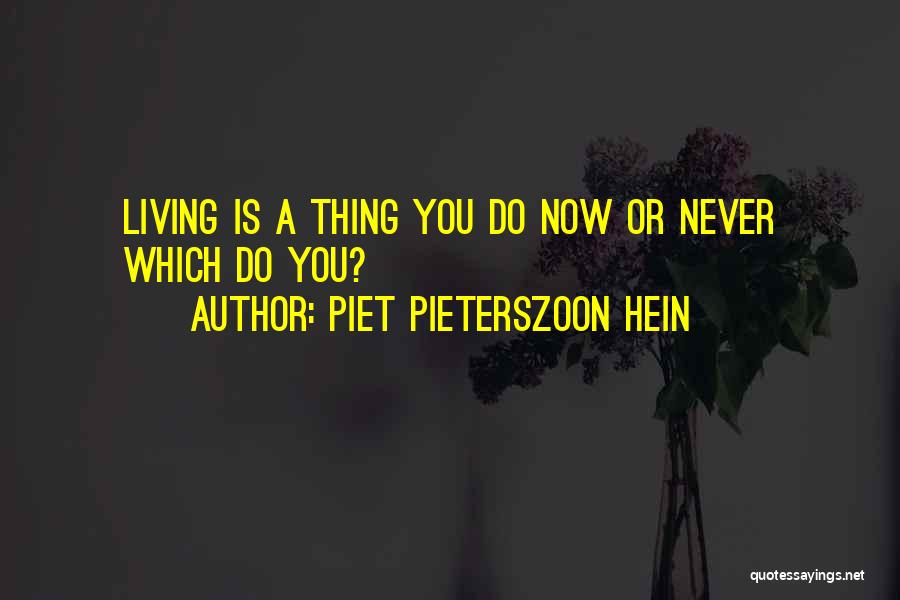 Piet Pieterszoon Hein Quotes: Living Is A Thing You Do Now Or Never Which Do You?