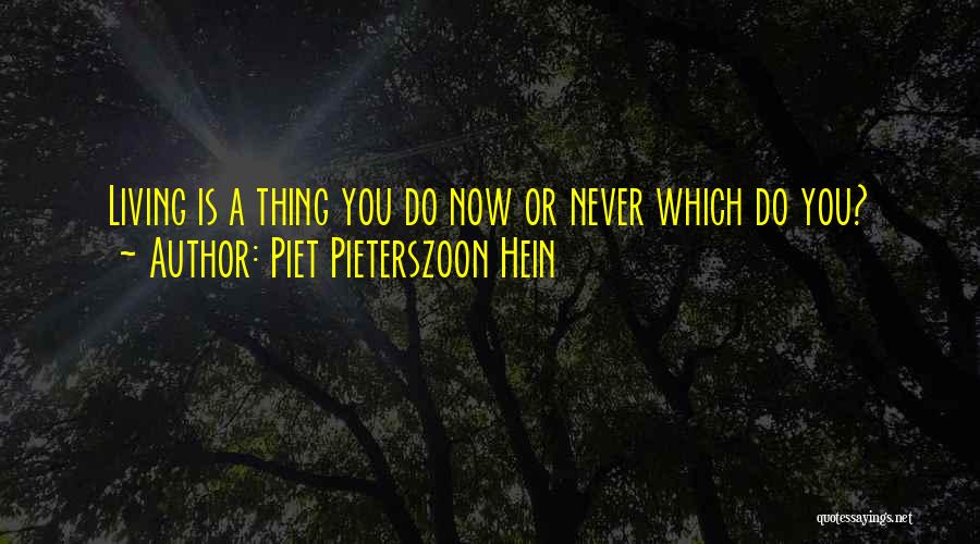 Piet Pieterszoon Hein Quotes: Living Is A Thing You Do Now Or Never Which Do You?