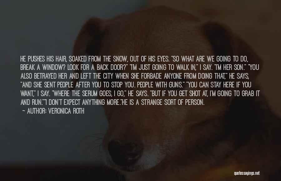 Veronica Roth Quotes: He Pushes His Hair, Soaked From The Snow, Out Of His Eyes. So What Are We Going To Do, Break