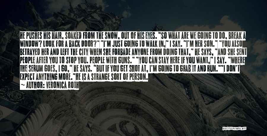 Veronica Roth Quotes: He Pushes His Hair, Soaked From The Snow, Out Of His Eyes. So What Are We Going To Do, Break