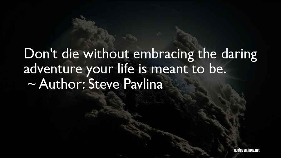 Steve Pavlina Quotes: Don't Die Without Embracing The Daring Adventure Your Life Is Meant To Be.