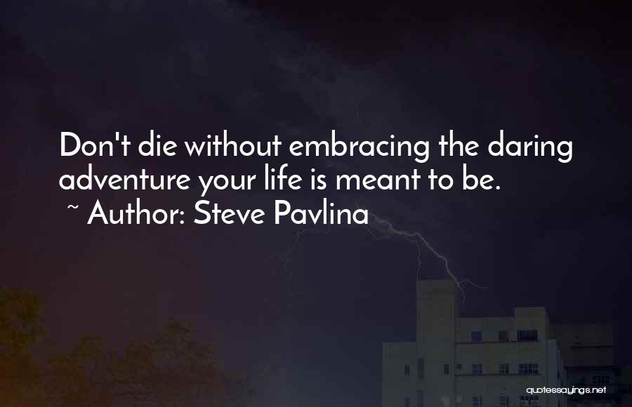 Steve Pavlina Quotes: Don't Die Without Embracing The Daring Adventure Your Life Is Meant To Be.