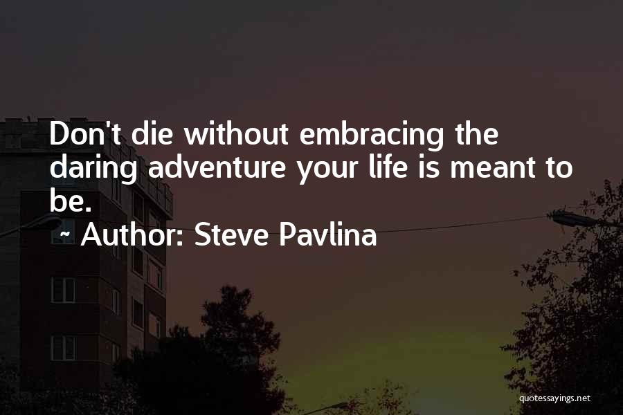 Steve Pavlina Quotes: Don't Die Without Embracing The Daring Adventure Your Life Is Meant To Be.