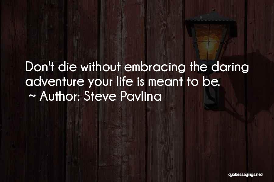 Steve Pavlina Quotes: Don't Die Without Embracing The Daring Adventure Your Life Is Meant To Be.