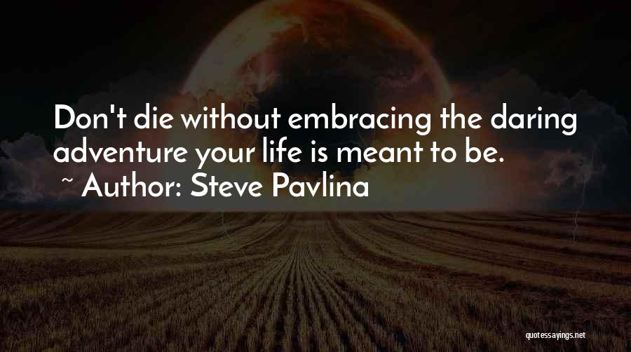 Steve Pavlina Quotes: Don't Die Without Embracing The Daring Adventure Your Life Is Meant To Be.