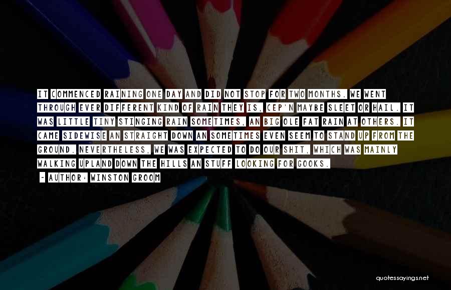 Winston Groom Quotes: It Commenced Raining One Day And Did Not Stop For Two Months. We Went Through Ever Different Kind Of Rain