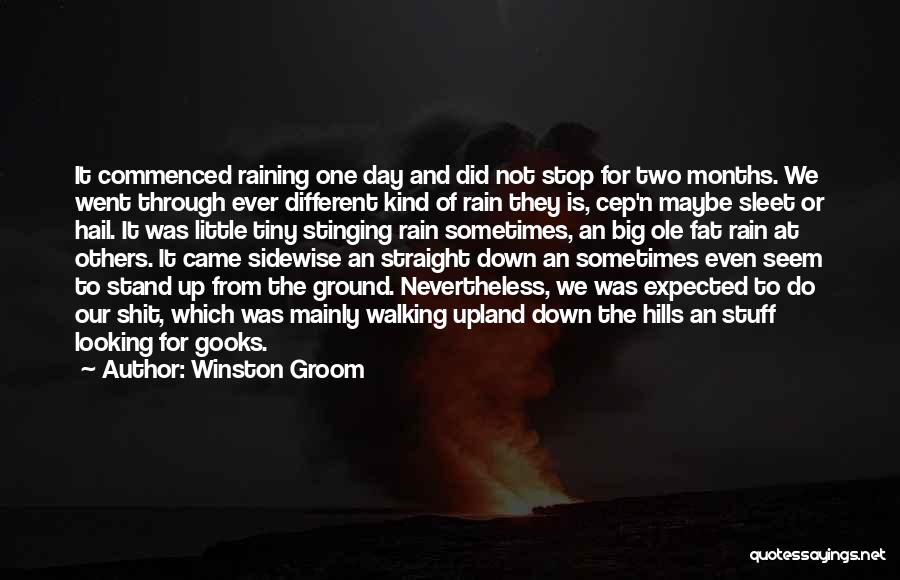 Winston Groom Quotes: It Commenced Raining One Day And Did Not Stop For Two Months. We Went Through Ever Different Kind Of Rain