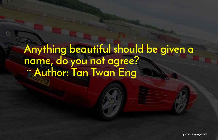 Tan Twan Eng Quotes: Anything Beautiful Should Be Given A Name, Do You Not Agree?