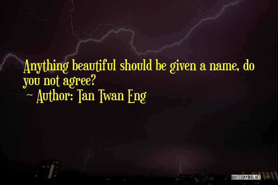 Tan Twan Eng Quotes: Anything Beautiful Should Be Given A Name, Do You Not Agree?