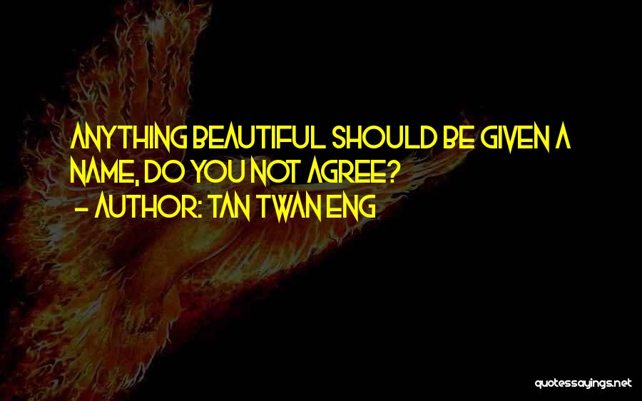 Tan Twan Eng Quotes: Anything Beautiful Should Be Given A Name, Do You Not Agree?