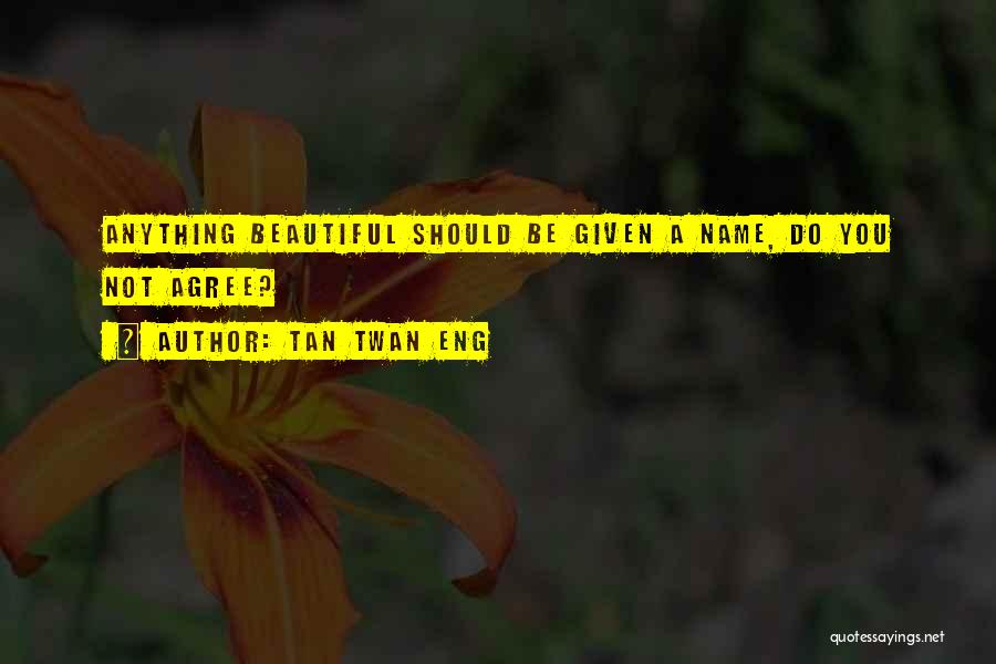 Tan Twan Eng Quotes: Anything Beautiful Should Be Given A Name, Do You Not Agree?