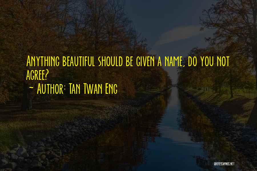 Tan Twan Eng Quotes: Anything Beautiful Should Be Given A Name, Do You Not Agree?