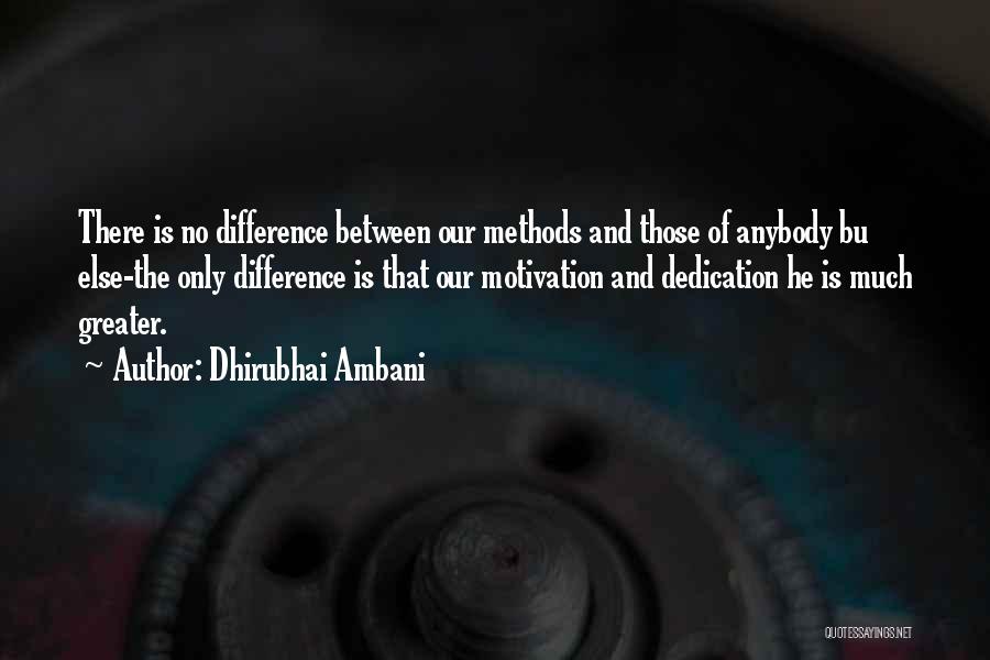 Dhirubhai Ambani Quotes: There Is No Difference Between Our Methods And Those Of Anybody Bu Else-the Only Difference Is That Our Motivation And