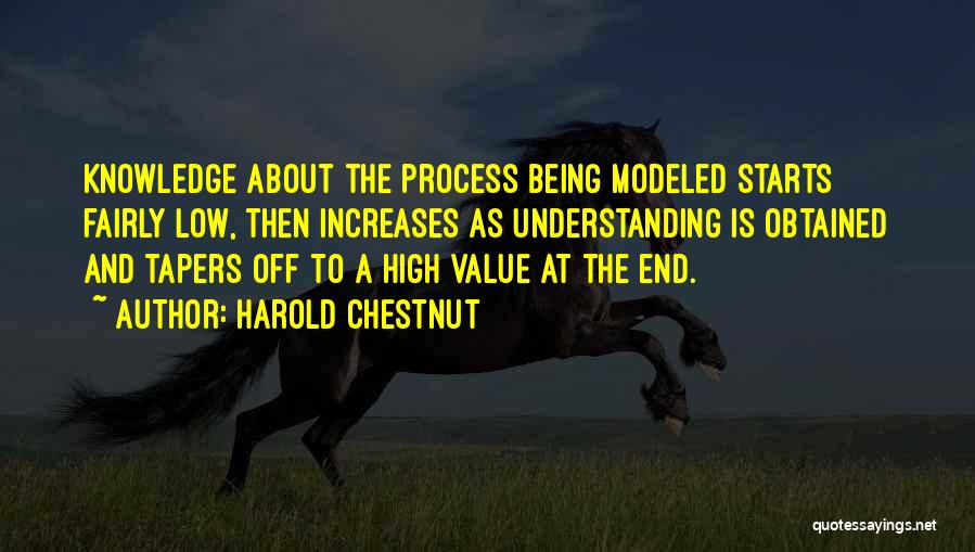 Harold Chestnut Quotes: Knowledge About The Process Being Modeled Starts Fairly Low, Then Increases As Understanding Is Obtained And Tapers Off To A