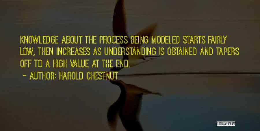 Harold Chestnut Quotes: Knowledge About The Process Being Modeled Starts Fairly Low, Then Increases As Understanding Is Obtained And Tapers Off To A