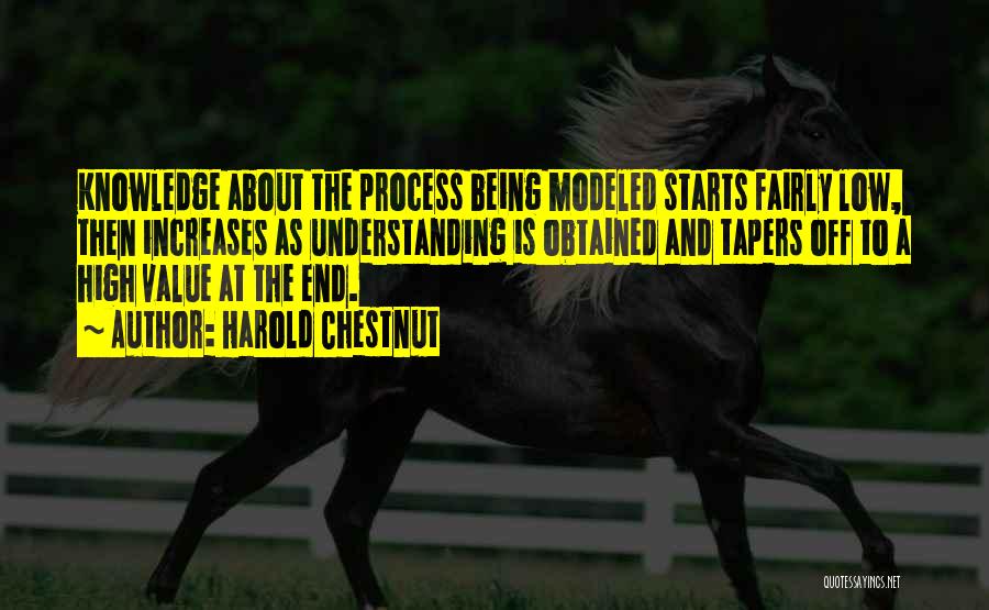 Harold Chestnut Quotes: Knowledge About The Process Being Modeled Starts Fairly Low, Then Increases As Understanding Is Obtained And Tapers Off To A