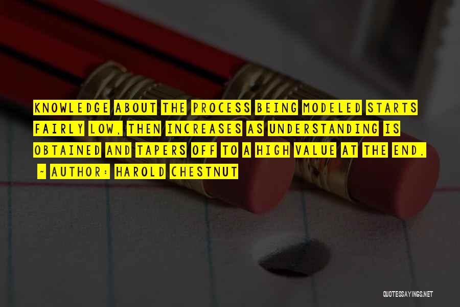 Harold Chestnut Quotes: Knowledge About The Process Being Modeled Starts Fairly Low, Then Increases As Understanding Is Obtained And Tapers Off To A